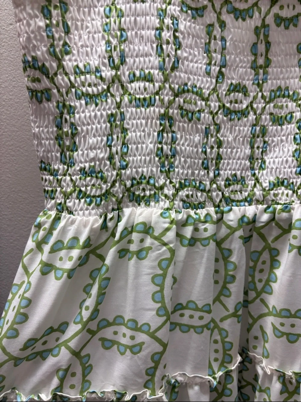 J.Marie Green Patterned Ruffle-Strap Maxi Dress - Picture 3 of 5